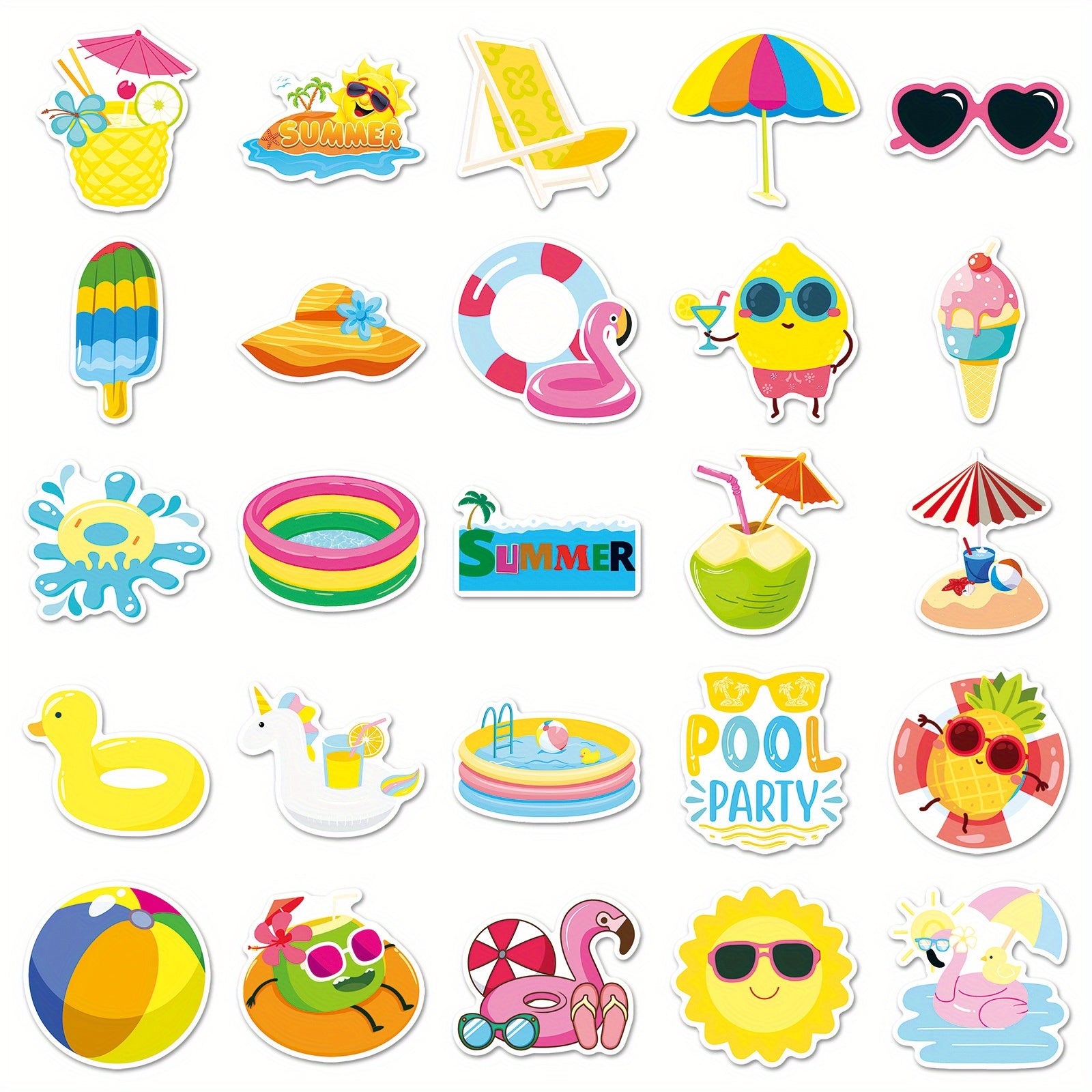50pcs Summer Romance Stickers Vintage Vinyl Decals for DIY Luggage & Party