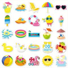 50pcs Summer Romance Stickers Vintage Vinyl Decals for DIY Luggage & Party