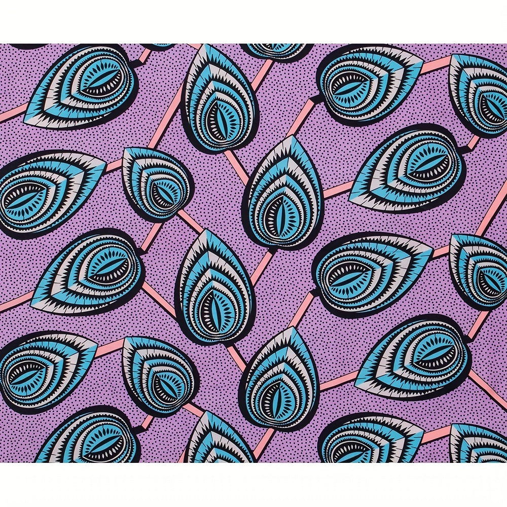 6 Yards African Wax Dye Fabric Pastel Purple Polyester Material