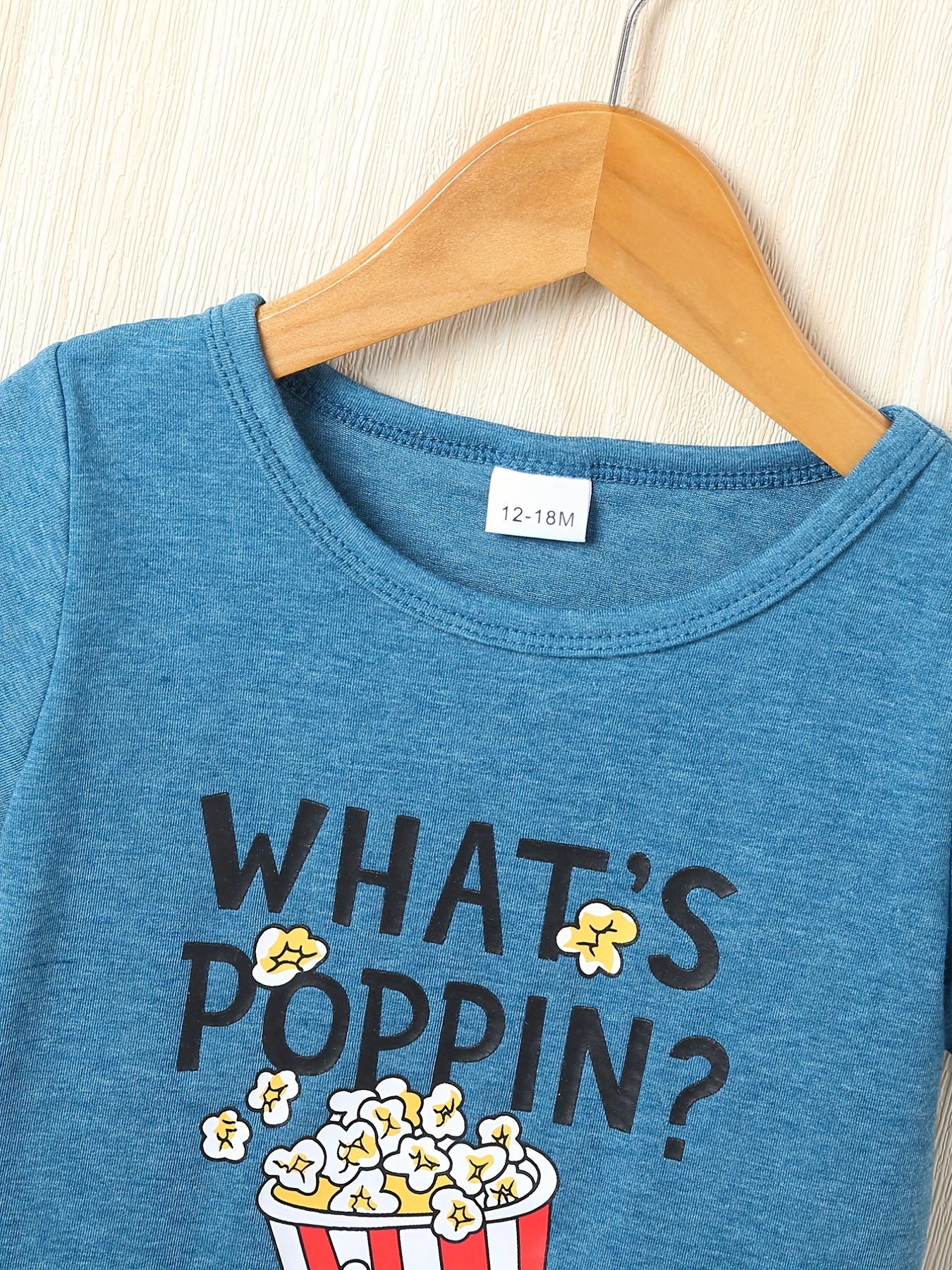 Boys Popcorn Print T shirt Kids Short Sleeve Casual Tee Top