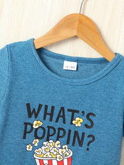 Boys Popcorn Print T shirt Kids Short Sleeve Casual Tee Top