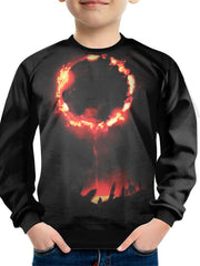 Teens Flame Hoop Night Scene 3D Print Sweatshirt Kids Casual Pullover