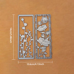 Rectangular Frame Flowers Stars Background Metal Cutting Mold Template DIY Album