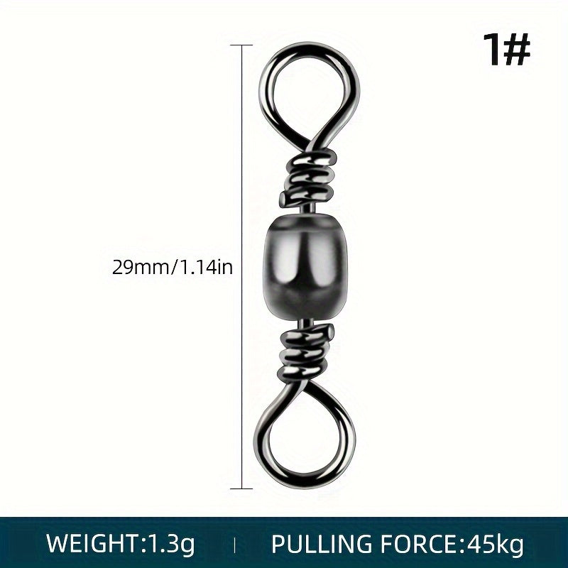 50pcs Barrel Swivel High Speed 8 Ring Fishing Connector Accessories