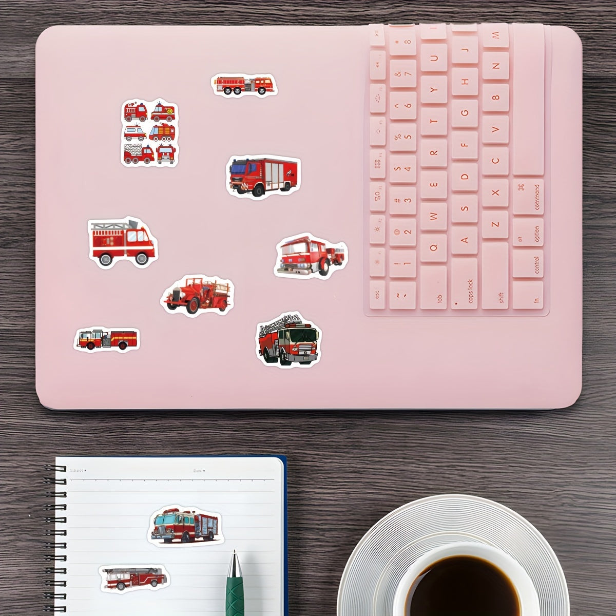 500 Fire Truck Vinyl Stickers Roll - Water Bottle Laptop Phone Decal