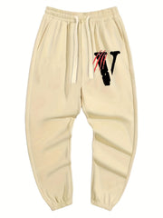 Men's Letter & Scratches Graphic Joggers Pants with Pockets