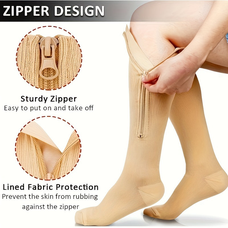 2 Pairs Copper Compression Socks 15-20mmHg Knee High for Women & Men