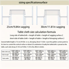 Beige Tassel Waffle Tablecloth Waterproof Rectangle Table Cover for Picnic