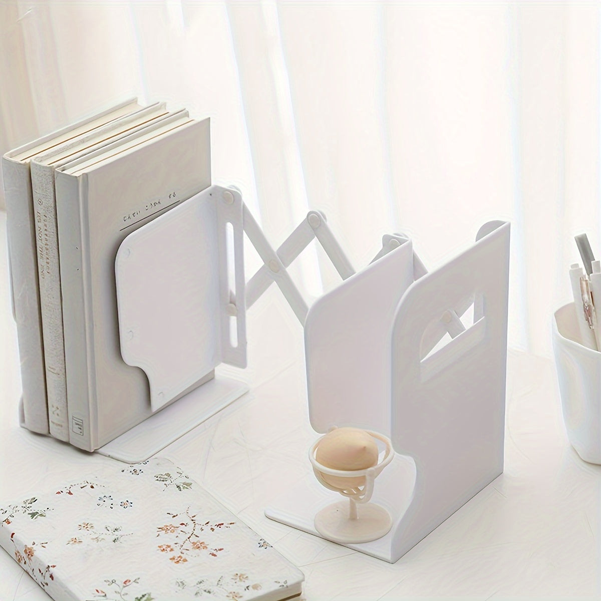Retractable Book Stand with Pen Holder & Clip