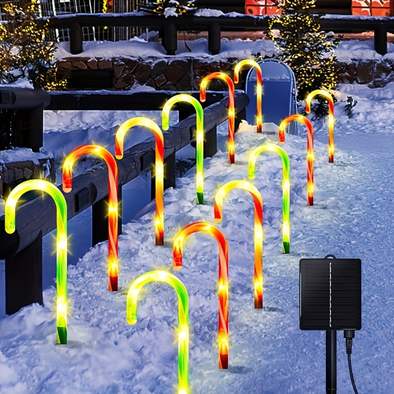 5pcs Solar Candy Cane Outdoor Decor Lights