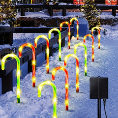 5pcs Solar Candy Cane Outdoor Decor Lights