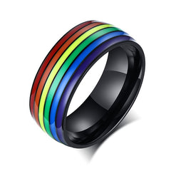 Rainbow Pride Ring LGBT Stainless Steel Friendship Jewelry