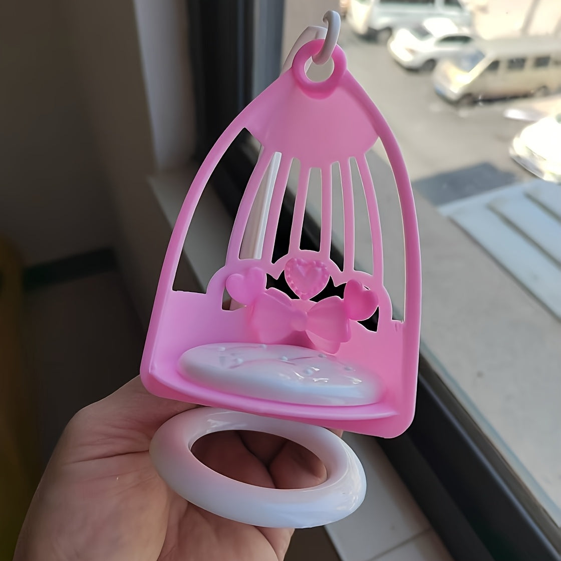 Dollhouse Swing Basket Toy No Electricity Needed Floral Pink Red