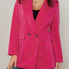 Solid Long Sleeve Double Breast Button Slim Fit Blazer