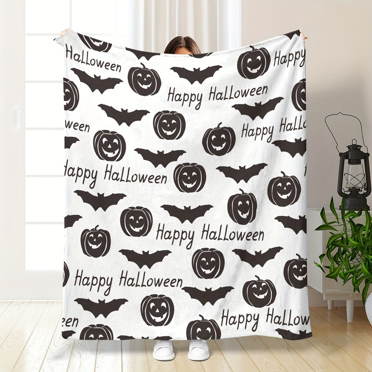 Halloween Bat Print Blanket - Outdoor Camping & Daily Use