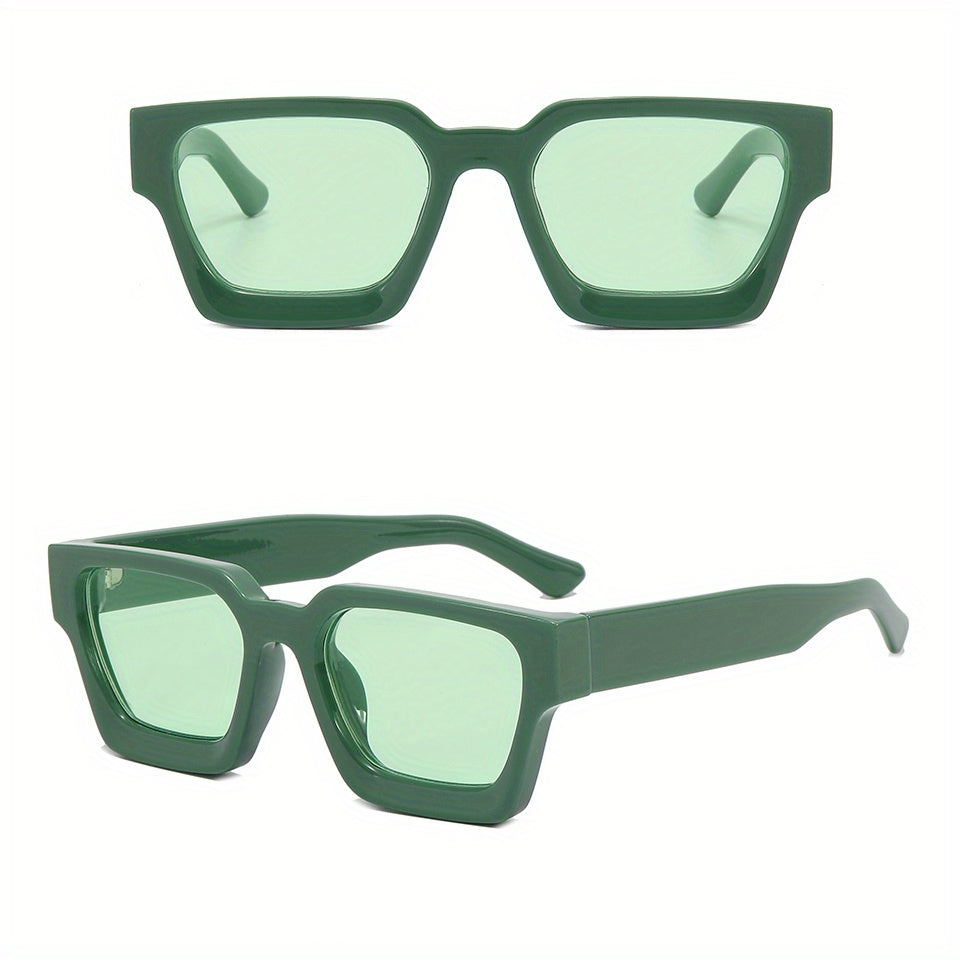 Large Square Frame Sunglasses Gradient Lens Wide Temple UV400
