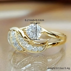 18K Plated Angel Wings Zircon Ring Bridal Girl Casual Daily Wear Jewelry