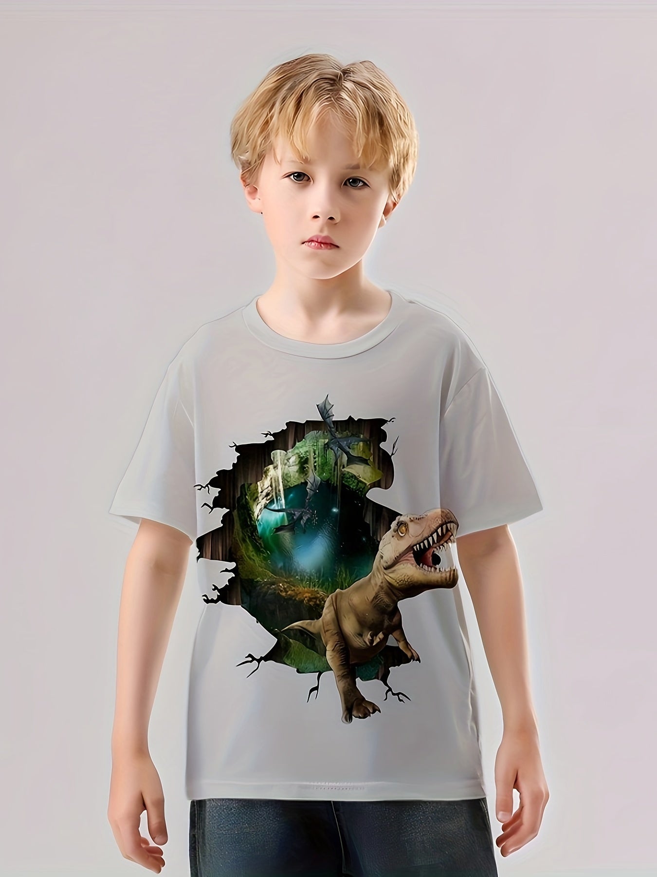 Dinosaur 3D Print T-Shirt for Boys and Girls 4-14 Years