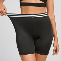 Striped Print High Waist Shorts Casual High Stretch Workout Summer Shorts