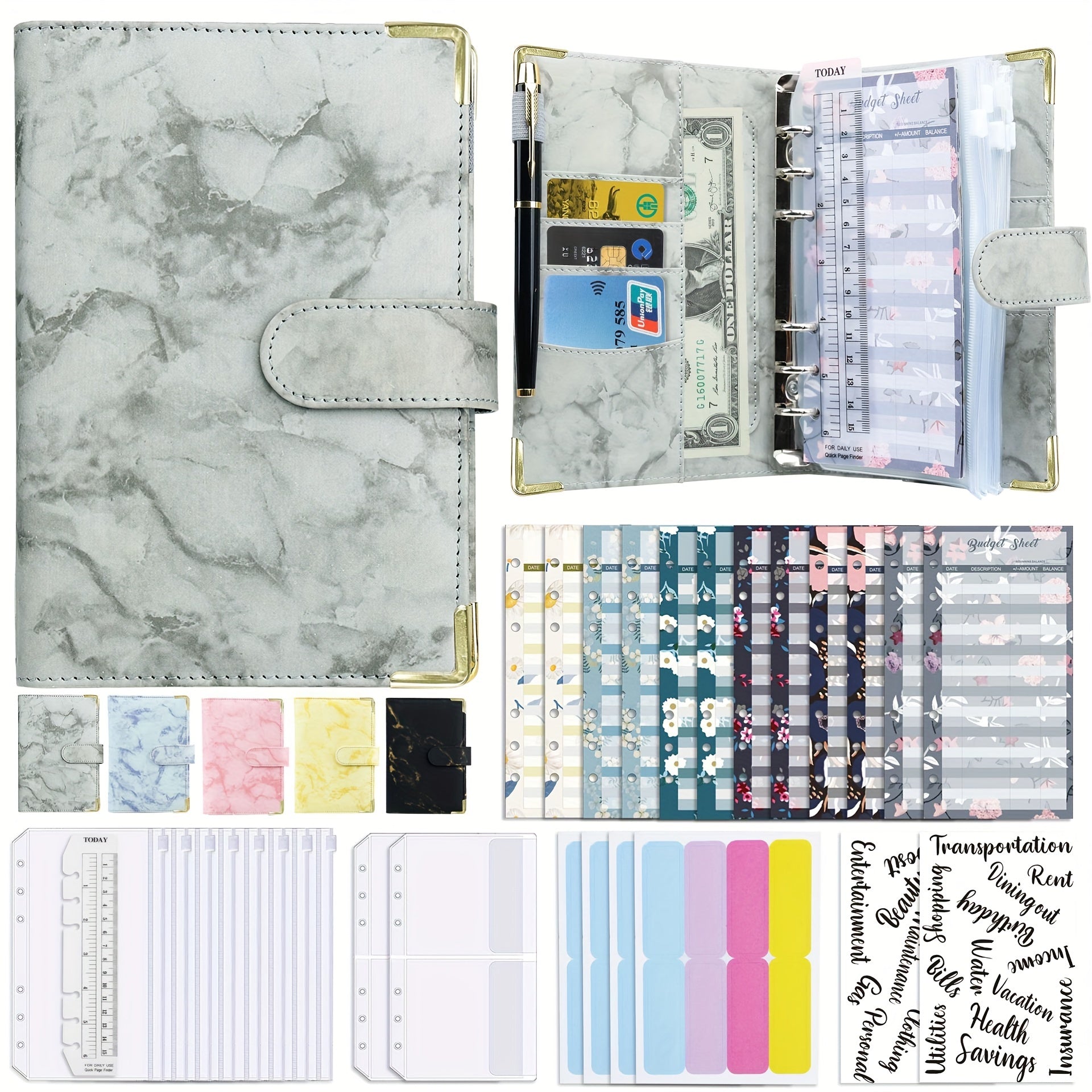 Waterproof Portable A6 Marbled Notebook Budget Book