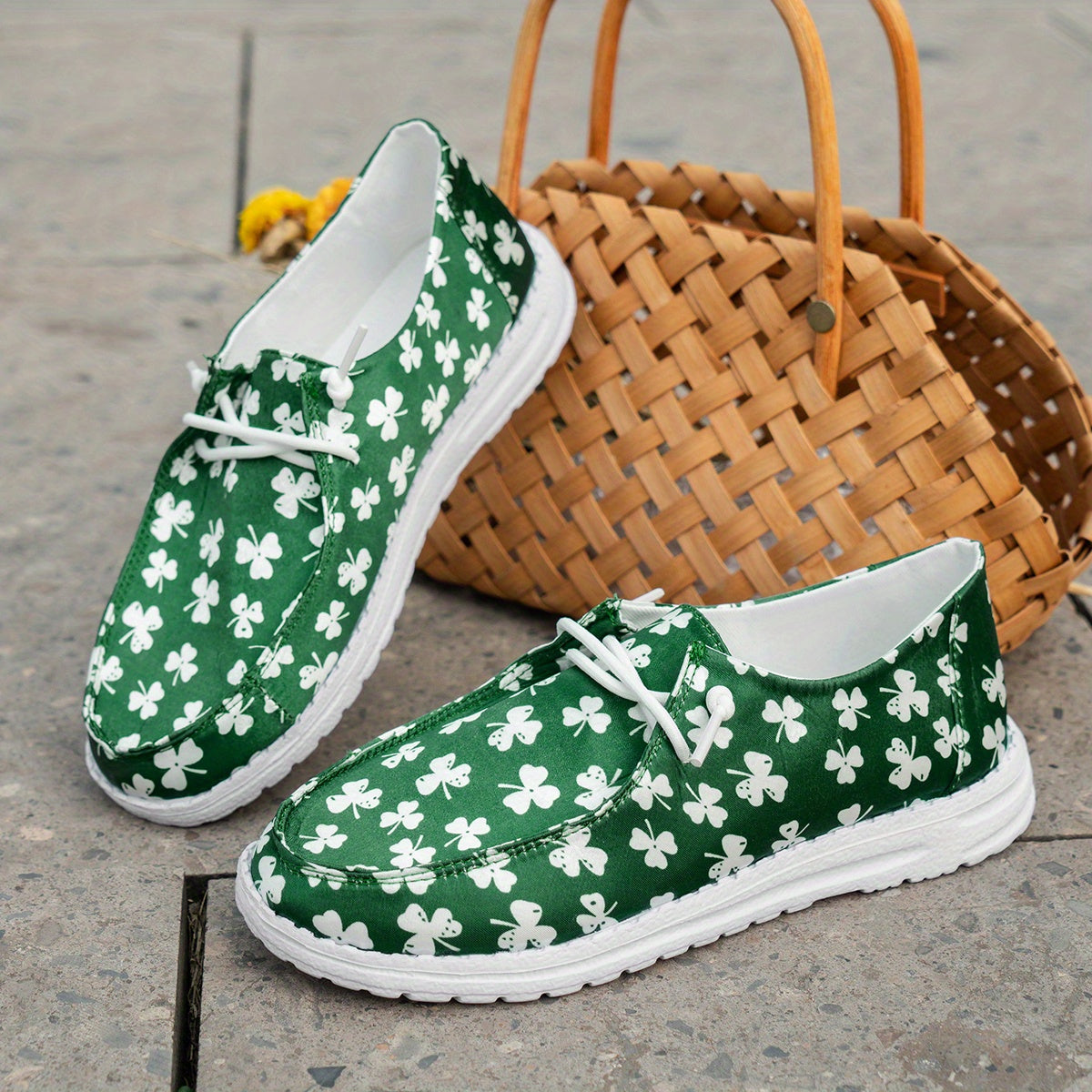 Women's Clover Printed Canvas Shoes St Patrick's Loafers
