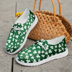 Women's Clover Printed Canvas Shoes St Patrick's Loafers