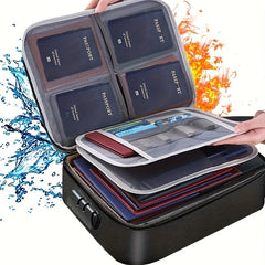 Fireproof 3-Layer Document Bag With Lock & Water Resistant Zipper