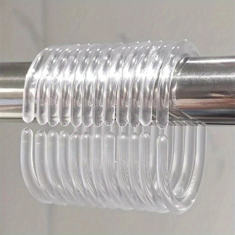 12pcs Transparent Bath Rings for Shower Curtain Rod Hanging