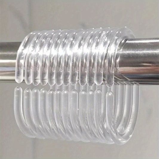 12pcs Transparent Bath Rings for Shower Curtain Rod Hanging