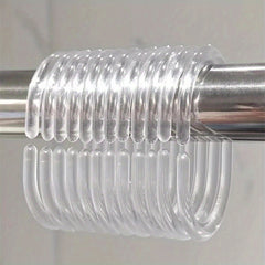 12pcs Transparent Bath Rings for Shower Curtain Rod Hanging
