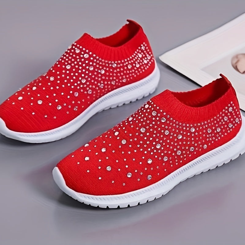 Women's Rhinestone Slip On Sneakers Outdoor Lightweight Shoes
