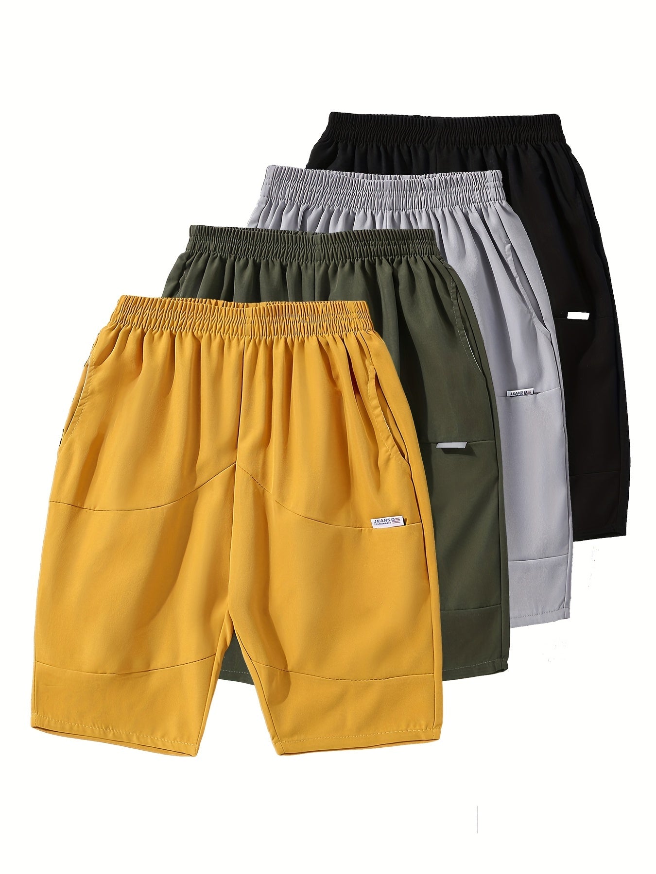 4pcs Boys Comfortable Casual Shorts with Pocket for Summer