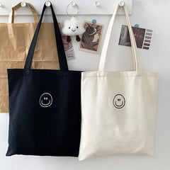 Cartoon Canvas Shoulder Bag Large Capacity Lightweight Foldable Reusable