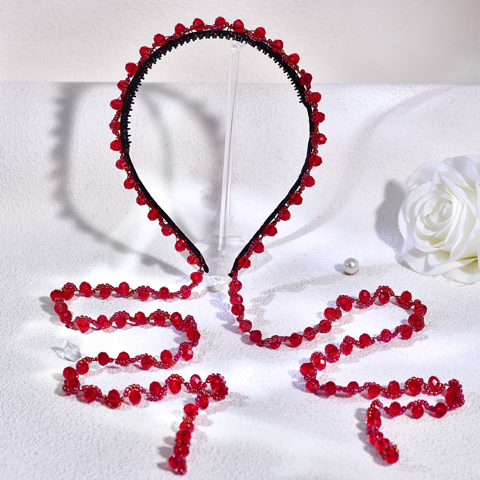 Beaded Tassel Hairband Crystal Headpiece for Weddings