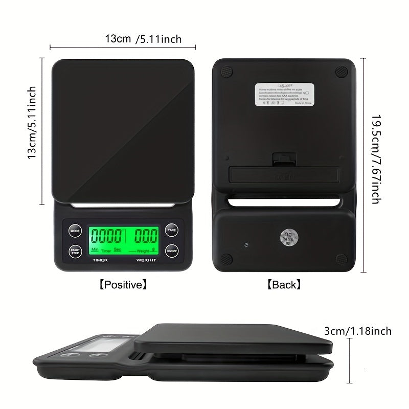 3KG 5KG Digital Coffee Baking Scale with Timer Easy to Use