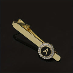 Men's Rhinestone Initial Letter Tie Clip Wedding Business Necktie Accessory