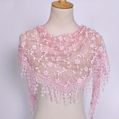 Floral Embroidery Lace Shawl Hollow Out Cape Wrap Triangle Scarf