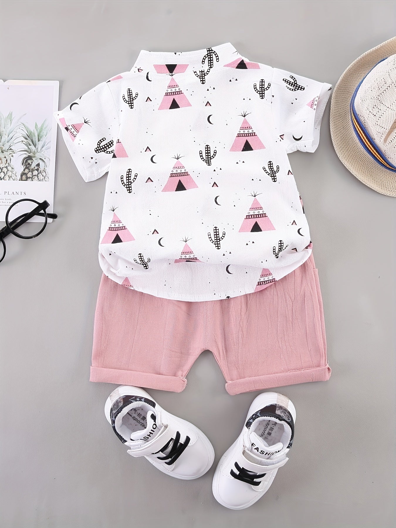 Baby Boys Pyramid Print Shirt & Shorts Set