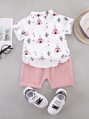 Baby Boys Pyramid Print Shirt & Shorts Set