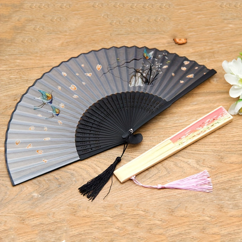 1pc Folding Fan Bamboo Chinese Style Small Fan Folding Fan Gift Fan Summer Fan