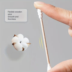 500pcs/100pcs Pointed Round Cotton Swabs Disposable Ear Pick Cleaning Sticks