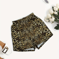 Leopard Print Elastic Waist Shorts for Summer Women's Clothing