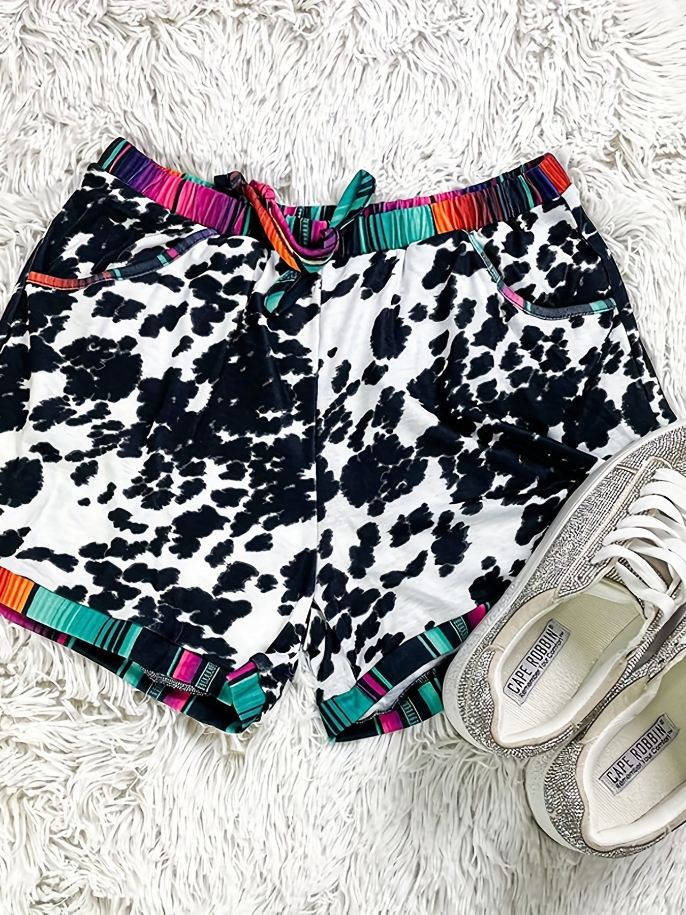 Leopard Print Drawstring Shorts Casual Elastic Waist Summer Shorts
