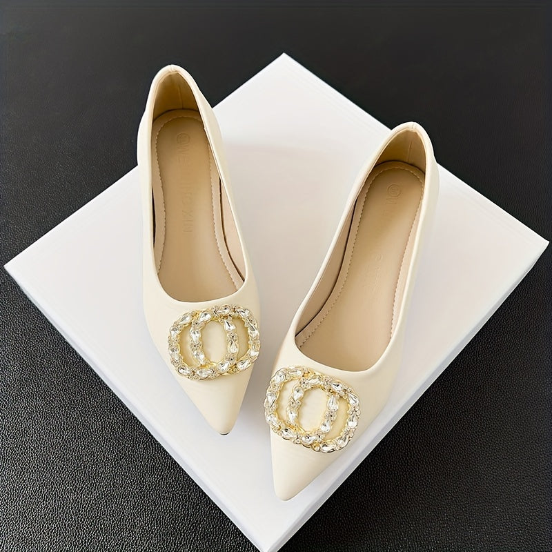 Women's Rhinestone Slip On Chunky Heel Glitter Dress Shoes