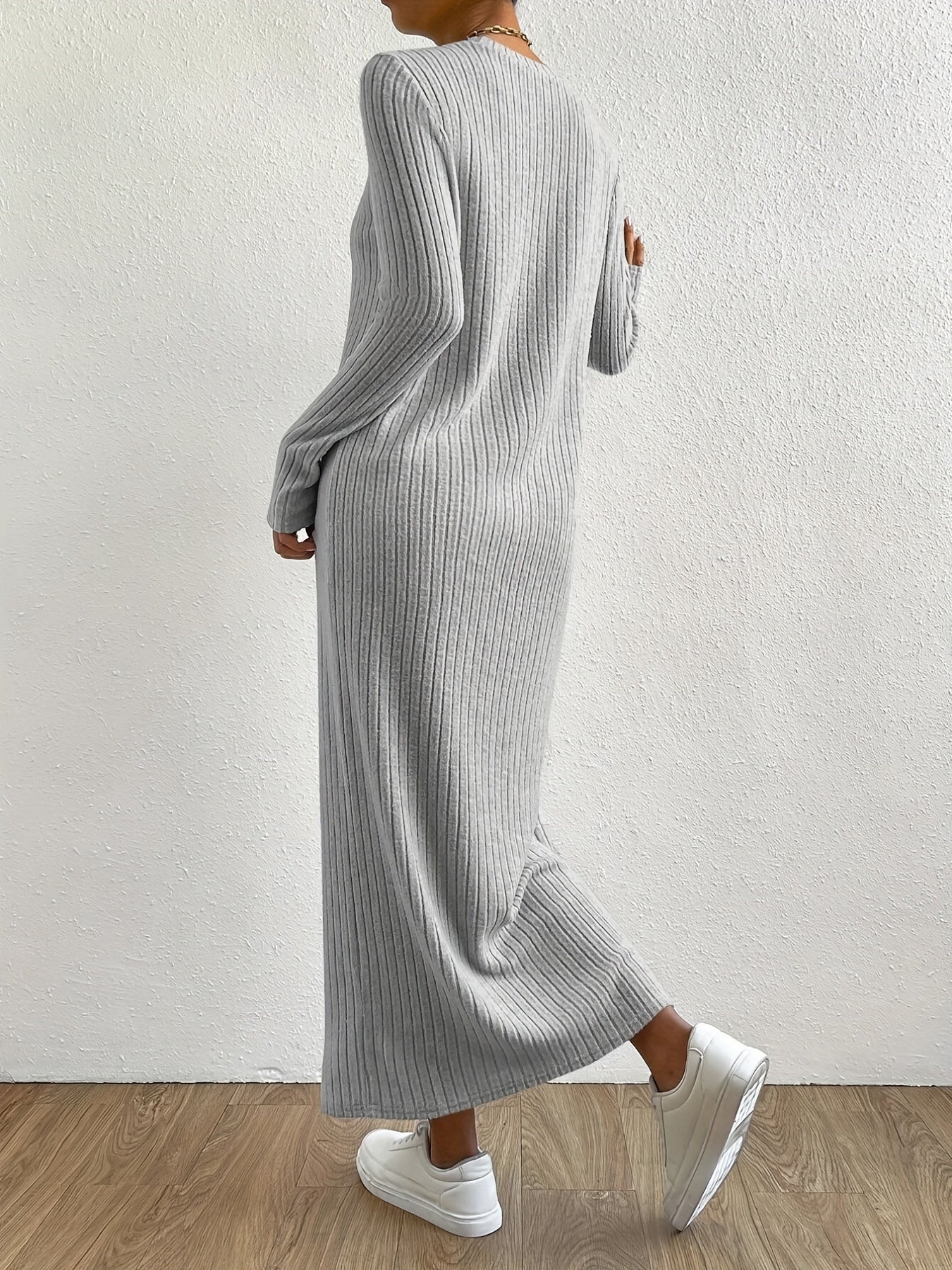 Ribbed Maxi Dress Long Sleeve