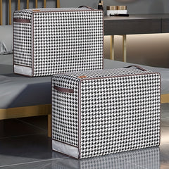 Large Capacity Houndstooth Pattern Storage Bag Zipper Dustproof Organizer
