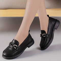 Women's Chain Loafers Round Toe Slip-On Shoes