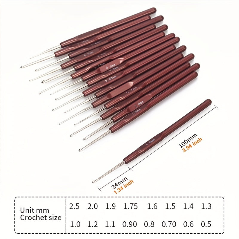 16pcs Crochet Hook Knitting Needles Set 0.5mm-2.5mm Yarn Sweater Weave Needles