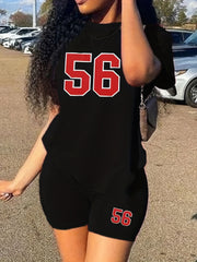 Casual Two-Piece Set: Short Sleeve Crew Neck T Shirt & Shorts