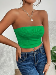 Sexy Ruched Strapless Crop Top Women's Lingerie